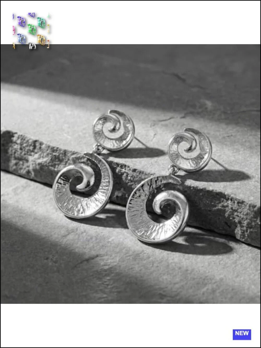 Layered Spiral Dangle Earrings, Chunky Geometric Swirl Statement Jewelry